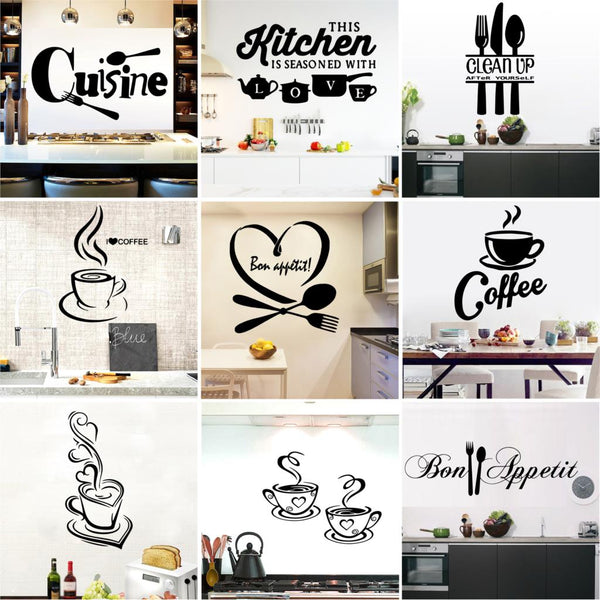 Large Kitchen Wall Sticker Cuisine Coffee Vinyl Stickers poster house Decoration Accessories